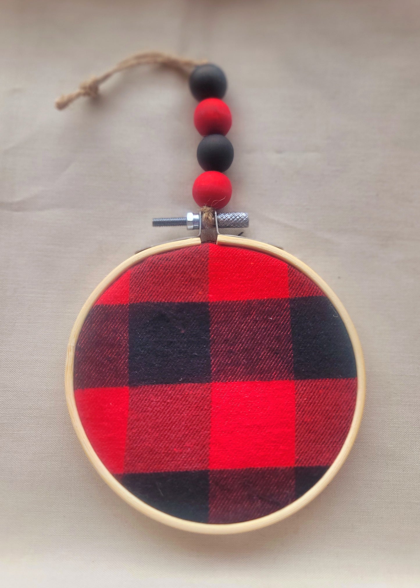 Wooden Hoop & Fabric Ornaments