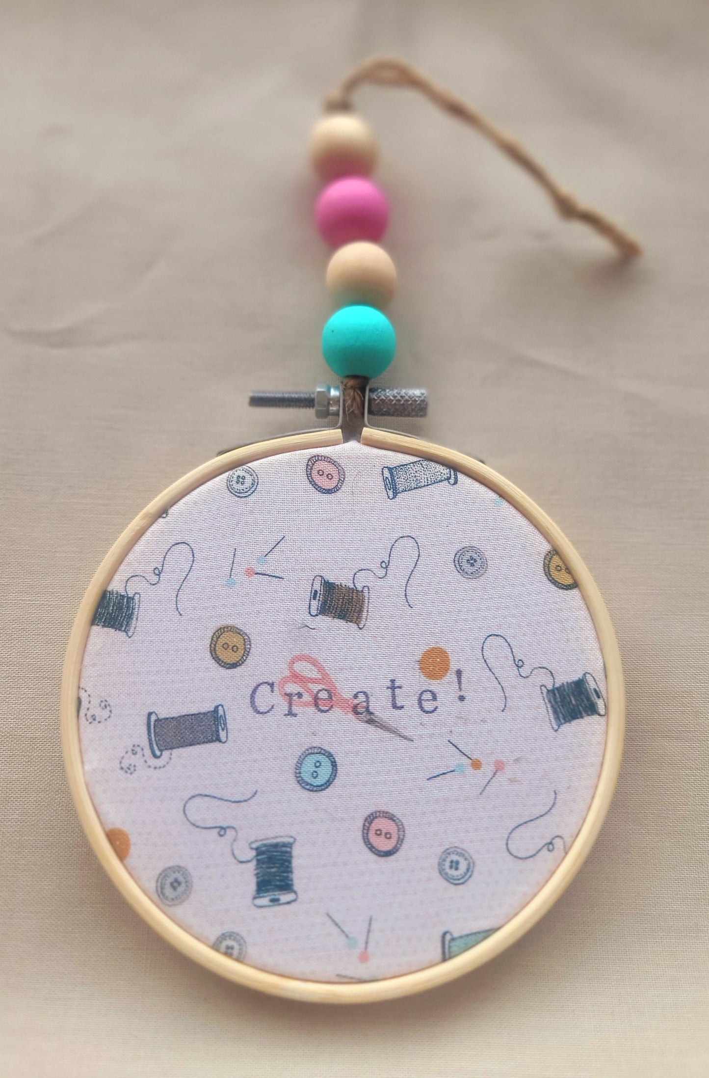 Wooden Hoop & Fabric Ornaments