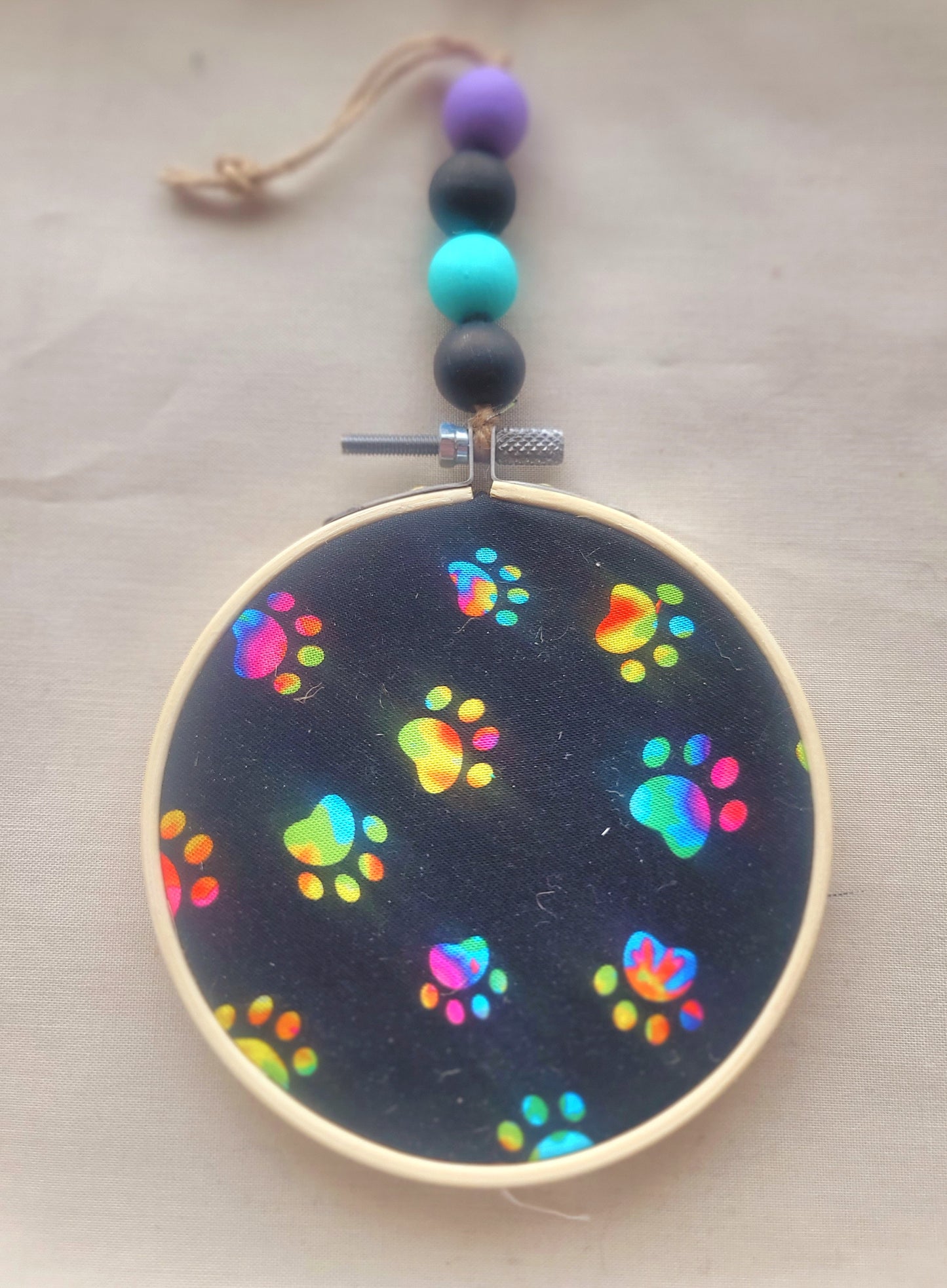 Wooden Hoop & Fabric Ornaments