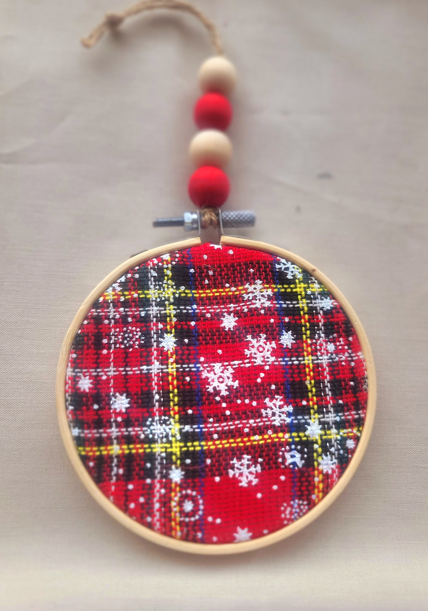 Wooden Hoop & Fabric Ornaments